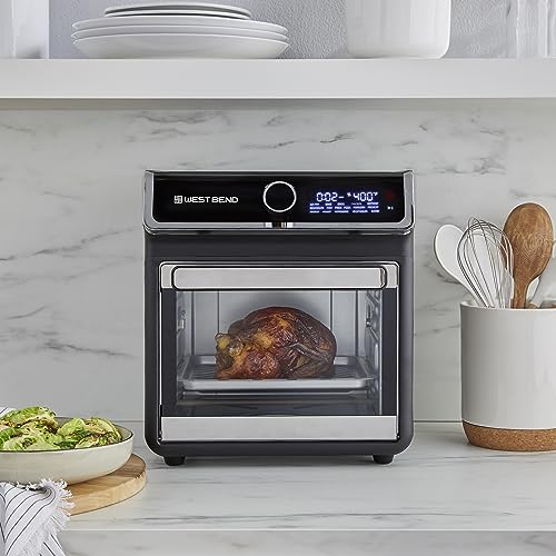 West Bend Air Fryer Oven 15-Quart Capacity with Digital Controls Easy-View Door and 16 Cooking Presets, Includes Eight Cooking Accessories, 1000-Watts, Black - My Kitchen Products