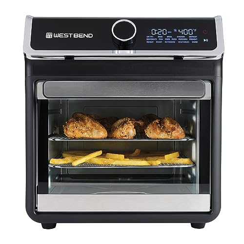 West Bend Air Fryer Oven 15-Quart Capacity with Digital Controls Easy-View Door and 16 Cooking Presets, Includes Eight Cooking Accessories, 1000-Watts, Black - My Kitchen Products