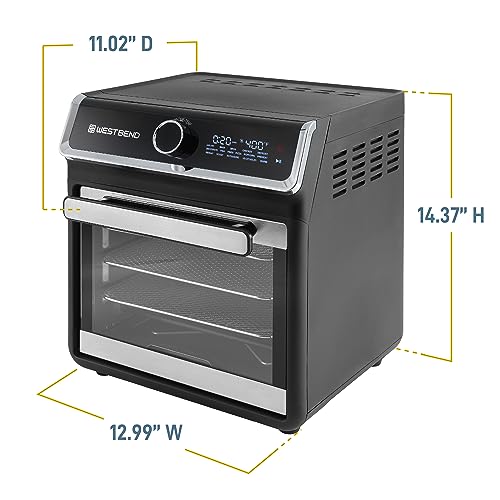West Bend Air Fryer Oven 15-Quart Capacity with Digital Controls Easy-View Door and 16 Cooking Presets, Includes Eight Cooking Accessories, 1000-Watts, Black - My Kitchen Products