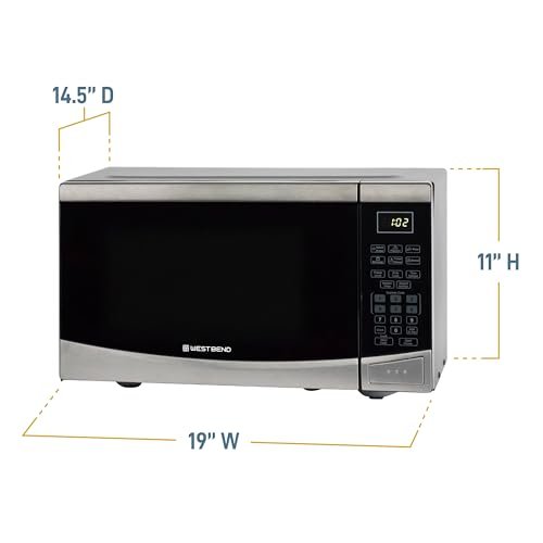 West Bend Microwave Oven 900-Watts Compact with 10 Power Levels and 6 Pre Cooking Settings, Speed Defrost, Electronic Control Panel and Glass Turntable, 0.9-Cu.Ft., Stainless Steel - My Kitchen Products