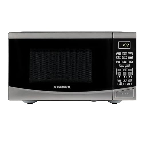 West Bend Microwave Oven 900-Watts Compact with 10 Power Levels and 6 Pre Cooking Settings, Speed Defrost, Electronic Control Panel and Glass Turntable, 0.9-Cu.Ft., Stainless Steel - My Kitchen Products