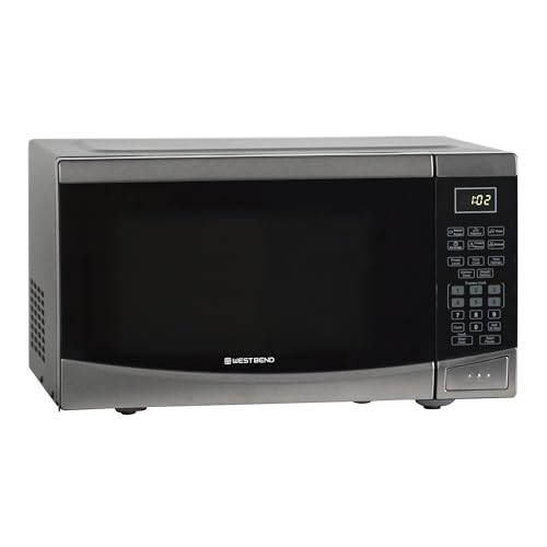 West Bend Microwave Oven 900-Watts Compact with 10 Power Levels and 6 Pre Cooking Settings, Speed Defrost, Electronic Control Panel and Glass Turntable, 0.9-Cu.Ft., Stainless Steel - My Kitchen Products