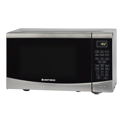 West Bend Microwave Oven 900-Watts Compact with 10 Power Levels and 6 Pre Cooking Settings, Speed Defrost, Electronic Control Panel and Glass Turntable, 0.9-Cu.Ft., Stainless Steel - My Kitchen Products
