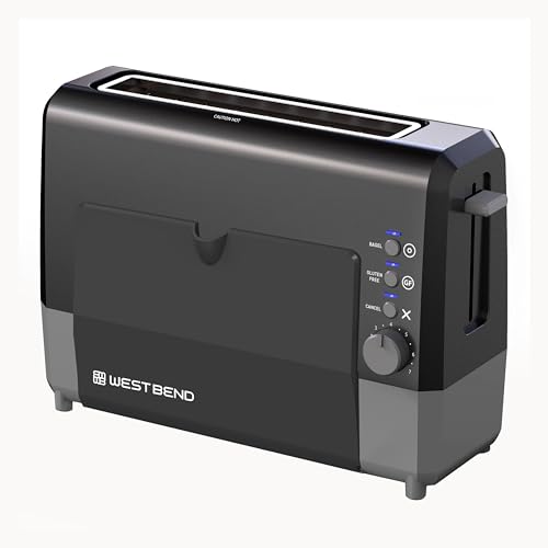 West Bend QuikServe Toaster, 2-Slice Wide-Slot Slide-Through Bread Toaster with Bagel and Gluten-Free Settings and Cool-Touch Exterior Fast Toasting, Includes Removable Serving Tray, 1400-Watts, Black - My Kitchen Products