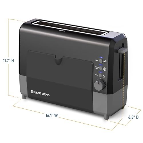 West Bend QuikServe Toaster, 2-Slice Wide-Slot Slide-Through Bread Toaster with Bagel and Gluten-Free Settings and Cool-Touch Exterior Fast Toasting, Includes Removable Serving Tray, 1400-Watts, Black - My Kitchen Products