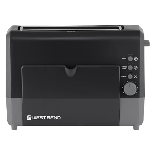 West Bend QuikServe Toaster, 2-Slice Wide-Slot Slide-Through Bread Toaster with Bagel and Gluten-Free Settings and Cool-Touch Exterior Fast Toasting, Includes Removable Serving Tray, 1400-Watts, Black - My Kitchen Products