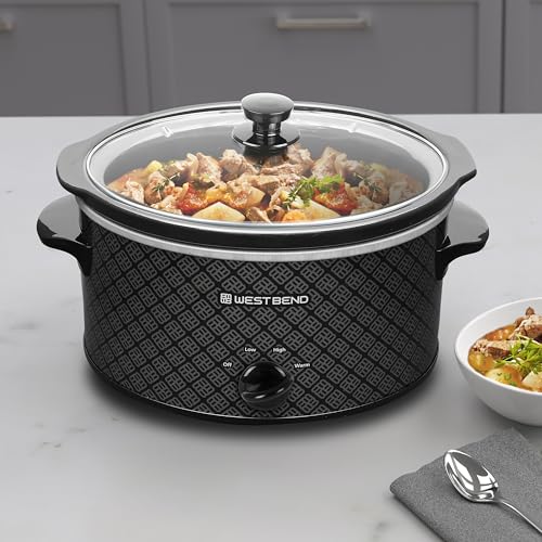 West Bend Slow Cooker 4-Quart Manual Crockery Style with Dishwasher Safe Oval Ceramic Crockpot and Glass Lid Two Temperature Settings Plus Keep Warm, 210-Watts, Black - My Kitchen Products