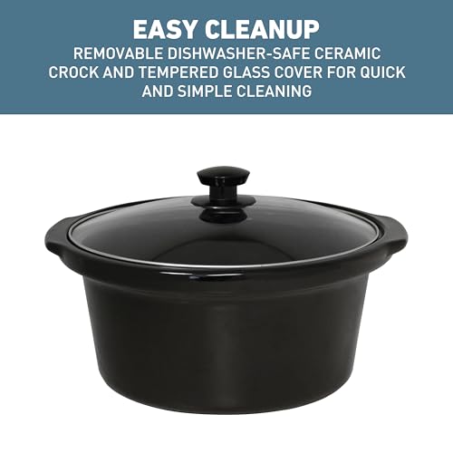 West Bend Slow Cooker 4-Quart Manual Crockery Style with Dishwasher Safe Oval Ceramic Crockpot and Glass Lid Two Temperature Settings Plus Keep Warm, 210-Watts, Black - My Kitchen Products