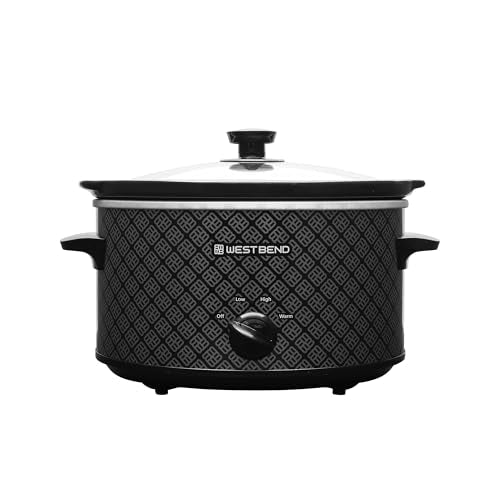 West Bend Slow Cooker 4-Quart Manual Crockery Style with Dishwasher Safe Oval Ceramic Crockpot and Glass Lid Two Temperature Settings Plus Keep Warm, 210-Watts, Black - My Kitchen Products