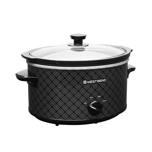 West Bend Slow Cooker 4-Quart Manual Crockery Style with Dishwasher Safe Oval Ceramic Crockpot and Glass Lid Two Temperature Settings Plus Keep Warm, 210-Watts, Black - My Kitchen Products