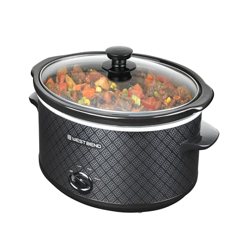 West Bend Slow Cooker 4-Quart Manual Crockery Style with Dishwasher Safe Oval Ceramic Crockpot and Glass Lid Two Temperature Settings Plus Keep Warm, 210-Watts, Black - My Kitchen Products