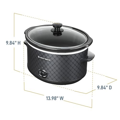 West Bend Slow Cooker 4-Quart Manual Crockery Style with Dishwasher Safe Oval Ceramic Crockpot and Glass Lid Two Temperature Settings Plus Keep Warm, 210-Watts, Black - My Kitchen Products