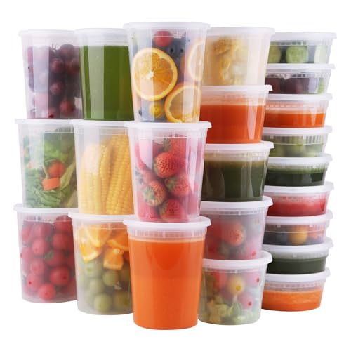 WGCC Deli Containers with Lids 48 Sets- Disposable Soup Containers 8oz, 16oz, 32oz - Plastic Containers with Lids, Food Container Leakproof, BPA Free/Microwave/Freezer/Dishwasher Safe - My Kitchen Products