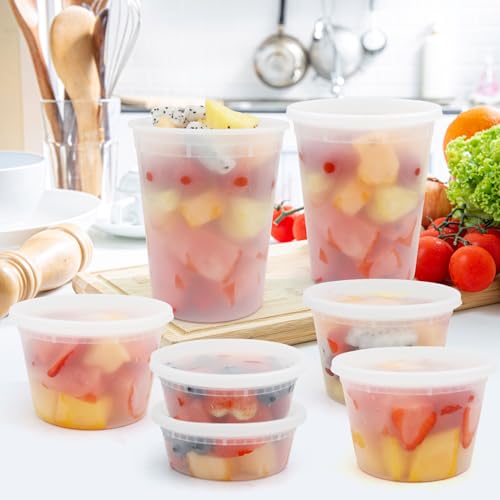 WGCC Deli Containers with Lids 48 Sets- Disposable Soup Containers 8oz, 16oz, 32oz - Plastic Containers with Lids, Food Container Leakproof, BPA Free/Microwave/Freezer/Dishwasher Safe - My Kitchen Products