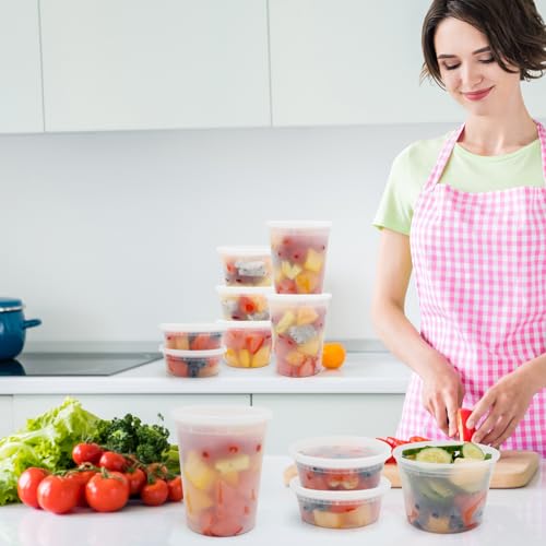 WGCC Deli Containers with Lids 48 Sets- Disposable Soup Containers 8oz, 16oz, 32oz - Plastic Containers with Lids, Food Container Leakproof, BPA Free/Microwave/Freezer/Dishwasher Safe - My Kitchen Products