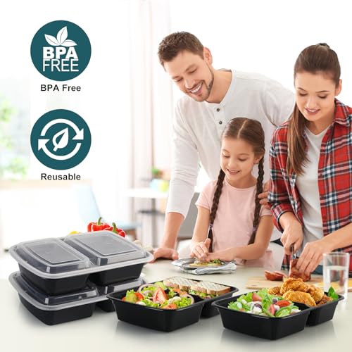 WGCC Meal Prep Containers 2 Compartment- 50Pack 30OZ Food Prep Containers With Lids, Disposable To Go Food Containers, Take Out, Stackable, Leakproof & Food Safe, Microwave, Freezer, Dishwasher Safe - My Kitchen Products