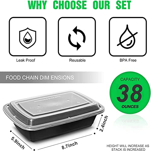 WGCC Meal Prep Containers [38OZ] Plastic Food Storage Containers With Lids,10-Pack Reusable To Go Containers, Disposable Food Prep Container, BPA-free, Stackable, Microwave/Dishwasher/Freezer Safe - My Kitchen Products