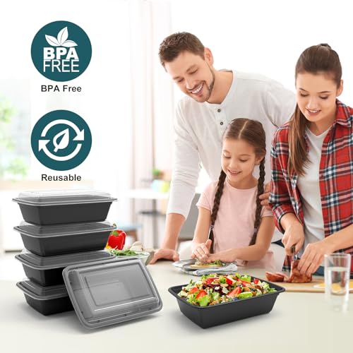 WGCC Meal Prep Containers, 50 Pack Extra-thick Food Storage Containers with Lids, Disposable & Reusable Plastic Bento Lunch Box, BPA Free, Stackable, Microwave/Dishwasher/Freezer Safe (24 oz) - My Kitchen Products