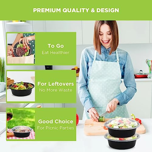 WGCC Meal Prep Containers with Lids - 50Pack 32OZ Meal Bowls, Round To Go Containers, BPA-Free, Freezer & Dishwasher Safe - My Kitchen Products