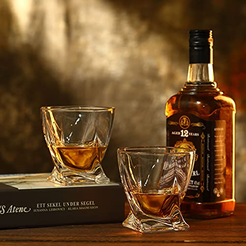 Whiskey Rocks Glass, Set of 4 (2 Crystal Bourbon Glasses, 2 Round Big Ice Ball Molds) In Gift Box - 11 Oz Old Fashioned Glasses for Scotch Cocktail Rum Cognac Vodka Liquor, Unique Gifts for Men - My Kitchen Products