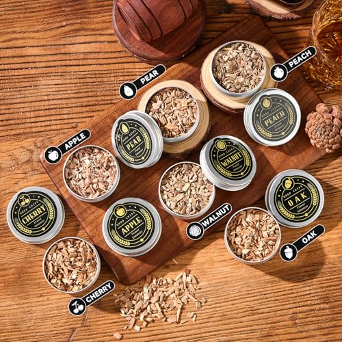 Whiskey Smoker Kit with Torch - 6 Flavors Wood Chips, 2 Glasses, 2 Ice Ball Molds - Cocktail Smoker Infuser Kit, Old Fashioned Drink Smoker Kit, Birthday Bourbon Whiskey Gifts for Men,Dad(NO Butane) - My Kitchen Products