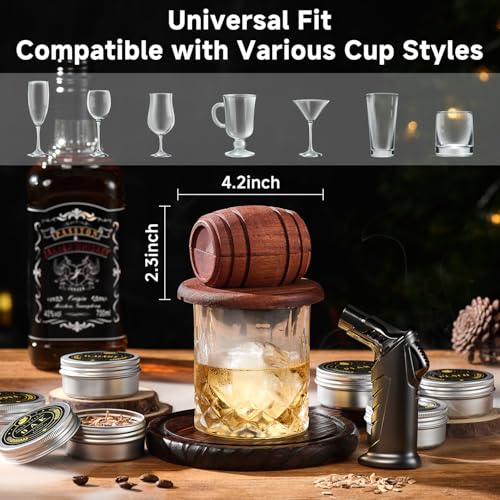 Whiskey Smoker Kit with Torch - 6 Flavors Wood Chips, 2 Glasses, 2 Ice Ball Molds - Cocktail Smoker Infuser Kit, Old Fashioned Drink Smoker Kit, Birthday Bourbon Whiskey Gifts for Men,Dad(NO Butane) - My Kitchen Products