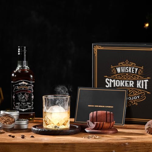 Whiskey Smoker Kit with Torch - 6 Flavors Wood Chips, 2 Glasses, 2 Ice Ball Molds - Cocktail Smoker Infuser Kit, Old Fashioned Drink Smoker Kit, Birthday Bourbon Whiskey Gifts for Men,Dad(NO Butane) - My Kitchen Products