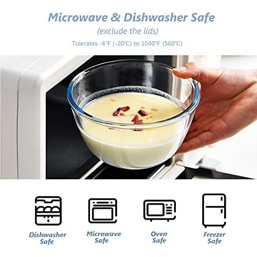 WhiteRhino Glass Mixing Bowls Glass Bowls with Lids Set(4.5QT,2.7QT, 1.1QT),Large Salad Bowls,glass mixing bowl Space-Saving Nesting Storage bowls for Cooking,Baking,Prepping,Dishwasher Safe - My Kitchen Products
