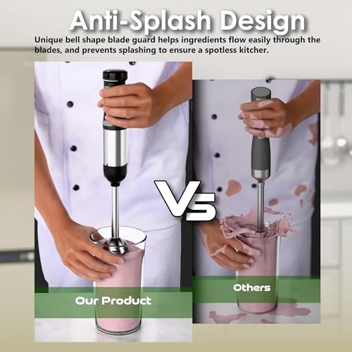 WHUTO Cordless Immersion Hand Blender, 5-in-1 Variable Speed blender handheld,Rechargeable with 2000mAh Battery, BPA-Free & Dishwasher-Safe Accessories:700ml Beaker,Chopper,Whisk & Milk Frother,Black - My Kitchen Products