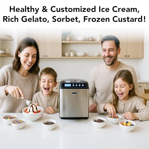 Whynter Ice Cream Maker Machine Automatic 2.1 Qt. Upright with Built-In Compressor, LCD Digital Display & Timer, No Pre-Freezing, ICM-201SB, Stainless Steel - My Kitchen Products