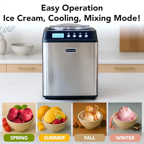 Whynter Ice Cream Maker Machine Automatic 2.1 Qt. Upright with Built-In Compressor, LCD Digital Display & Timer, No Pre-Freezing, ICM-201SB, Stainless Steel - My Kitchen Products
