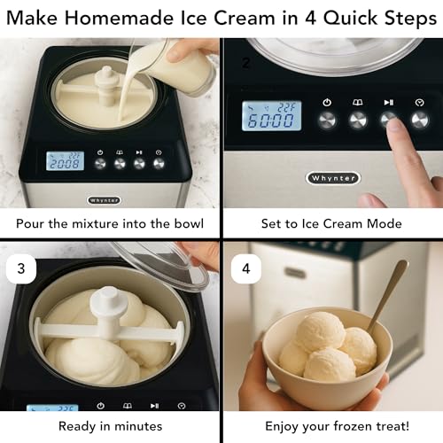 Whynter Ice Cream Maker Machine Automatic 2.1 Qt. Upright with Built-In Compressor, LCD Digital Display & Timer, No Pre-Freezing, ICM-201SB, Stainless Steel - My Kitchen Products