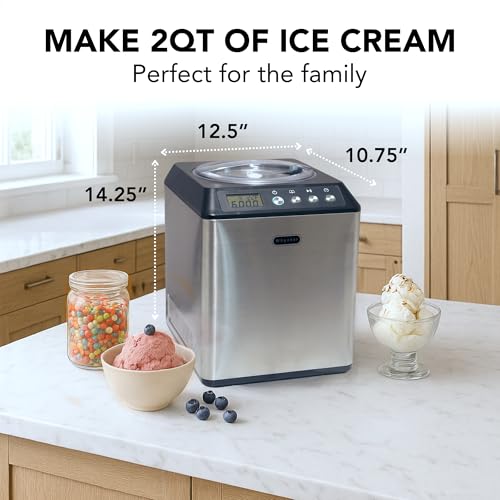 Whynter Ice Cream Maker Machine Automatic 2.1 Qt. Upright with Built-In Compressor, LCD Digital Display & Timer, No Pre-Freezing, ICM-201SB, Stainless Steel - My Kitchen Products
