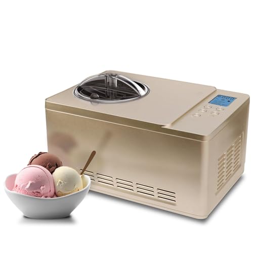 Whynter Ice Cream Maker Machine & Yogurt Automatic 2 Qt. with Built-in Compressor, LCD Digital Display & Timer, No Pre-Freezing, ICM-220CGY, Champagne Gold - My Kitchen Products
