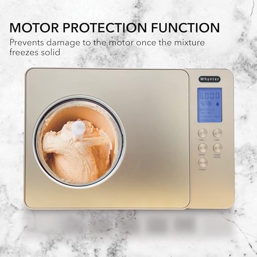Whynter Ice Cream Maker Machine & Yogurt Automatic 2 Qt. with Built-in Compressor, LCD Digital Display & Timer, No Pre-Freezing, ICM-220CGY, Champagne Gold - My Kitchen Products