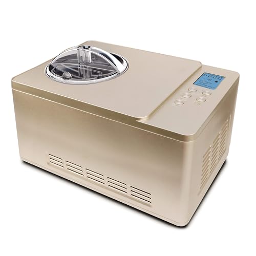 Whynter Ice Cream Maker Machine & Yogurt Automatic 2 Qt. with Built-in Compressor, LCD Digital Display & Timer, No Pre-Freezing, ICM-220CGY, Champagne Gold - My Kitchen Products