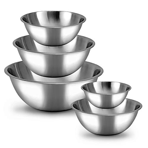 WHYSKO Meal Prep Stainless Steel Mixing Bowl (5-Piece Set) Home, Refrigerator, and Kitchen Food Storage Organizers | Ecofriendly, Heavy Duty, No Lids - My Kitchen Products