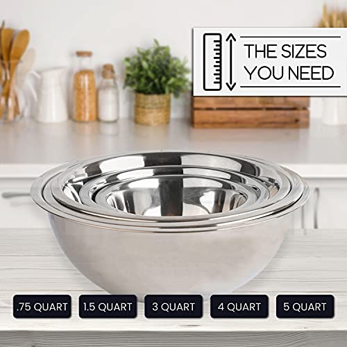 WHYSKO Meal Prep Stainless Steel Mixing Bowl (5-Piece Set) Home, Refrigerator, and Kitchen Food Storage Organizers | Ecofriendly, Heavy Duty, No Lids - My Kitchen Products