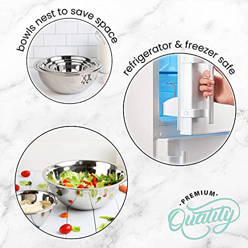 WHYSKO Meal Prep Stainless Steel Mixing Bowl (5-Piece Set) Home, Refrigerator, and Kitchen Food Storage Organizers | Ecofriendly, Heavy Duty, No Lids - My Kitchen Products