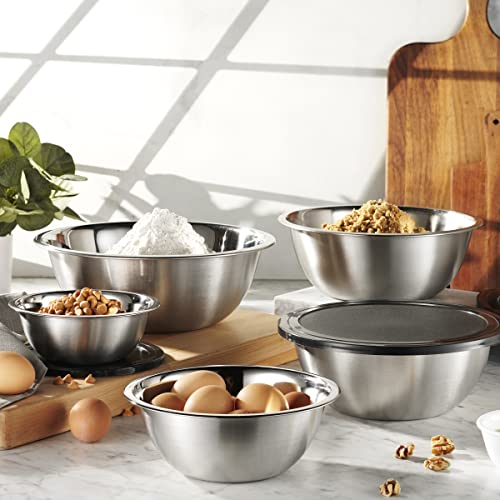 WHYSKO Stainless Steel Mixing Bowl Set, 10 Piece Stainless Steel Mixing Bowls with Lids Set for Food Prep Storage and Serving, Dishwasher Safe for Kitchen Baking Cooking, Silver - My Kitchen Products