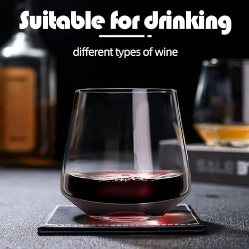 WIKERWANG Stemless Wine Glasses Set of 4, 13.5oz, Crystal Clear Red White Wine Glasses for Daily Use, Lead-free, Dishwasher Safe, Glasses Drinking Set, Ideal for Home Bar, Parties & Gifts - My Kitchen Products