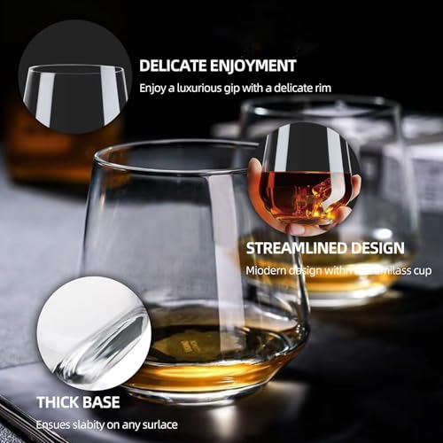 WIKERWANG Stemless Wine Glasses Set of 4, 13.5oz, Crystal Clear Red White Wine Glasses for Daily Use, Lead-free, Dishwasher Safe, Glasses Drinking Set, Ideal for Home Bar, Parties & Gifts - My Kitchen Products