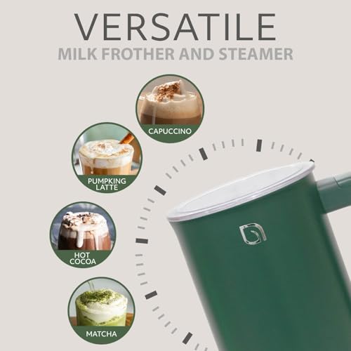 WILLOW Eco Series Milk Frother, 4 in 1 Milk Steamer, One Button Operation Hot and Cold Foam Maker 8.12oz/240ml Milk Warmer for Coffee & Latte, Made from 99% Recycled Plastics, Non-Toxic - GREEN - My Kitchen Products