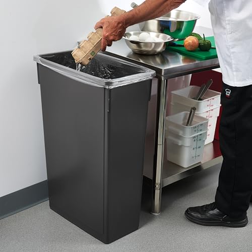 Winco Slender Trash Can, 23-Gallon, Black - My Kitchen Products
