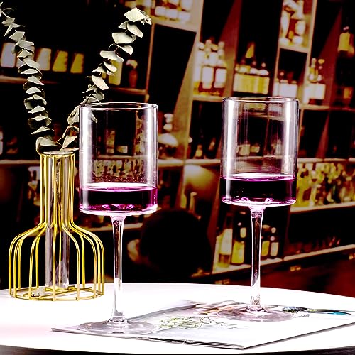 Wine Glasses Set of 4 - Hand Blown wine glass 15oz in Gift Packaging - Large White Wine Glass on Long Stem - Unique Modern Shape - For Wedding, Anniversary, Father’s Day - My Kitchen Products
