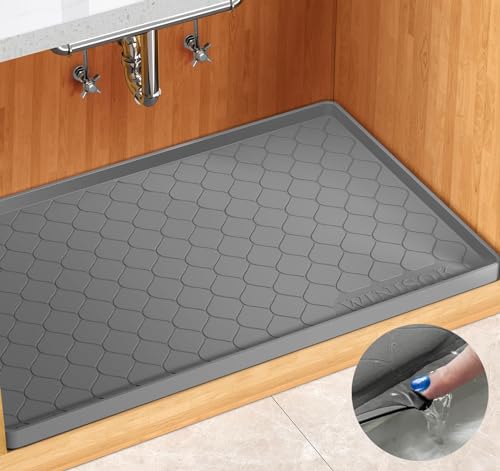 Winisok Silicone Under Sink Mat 34" x 22", Kitchen Essentials and Gadgets, Shelf Liner and Cabinet Protector, Home Organizers and Storage, Waterproof Bathroom Tray - My Kitchen Products