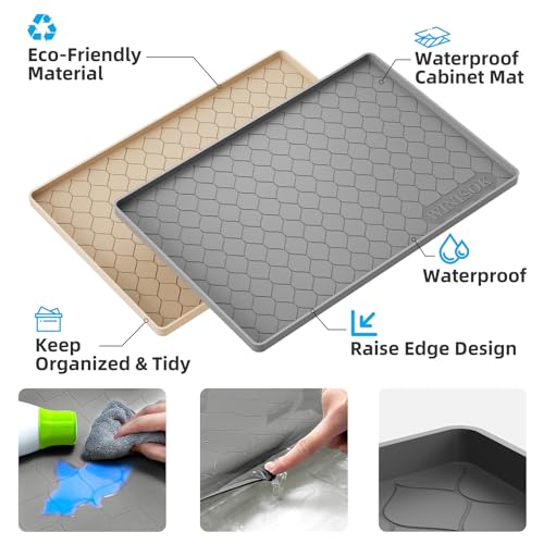 Winisok Silicone Under Sink Mat 34" x 22", Kitchen Essentials and Gadgets, Shelf Liner and Cabinet Protector, Home Organizers and Storage, Waterproof Bathroom Tray - My Kitchen Products