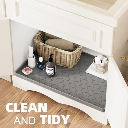 Winisok Silicone Under Sink Mat 34" x 22", Kitchen Essentials and Gadgets, Shelf Liner and Cabinet Protector, Home Organizers and Storage, Waterproof Bathroom Tray - My Kitchen Products
