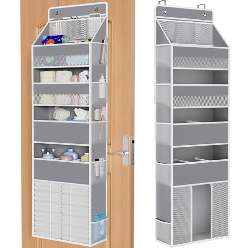 WISELIFE 5-Tier Over the Door Organizer for Hanging - 50LB Heavy-Duty Back of Door Organizer with 5 Spacious Pockets & 13