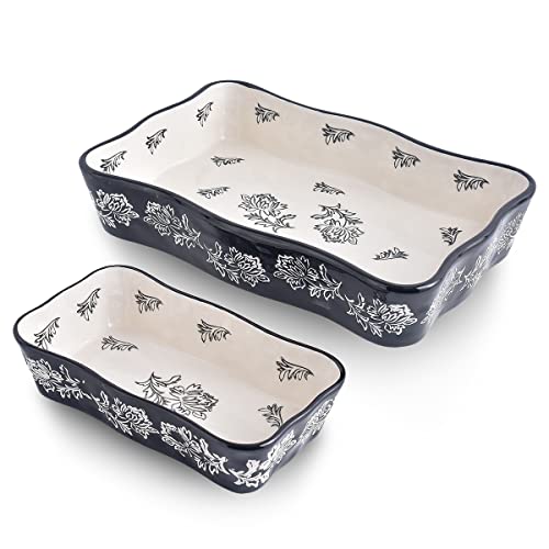 Wisenvoy Baking Dish Casserole Dish Ceramic Lasagna Pan 2-Pcs Bakeware Sets Baking Dishes Baking Set Baking Dish Set - My Kitchen Products